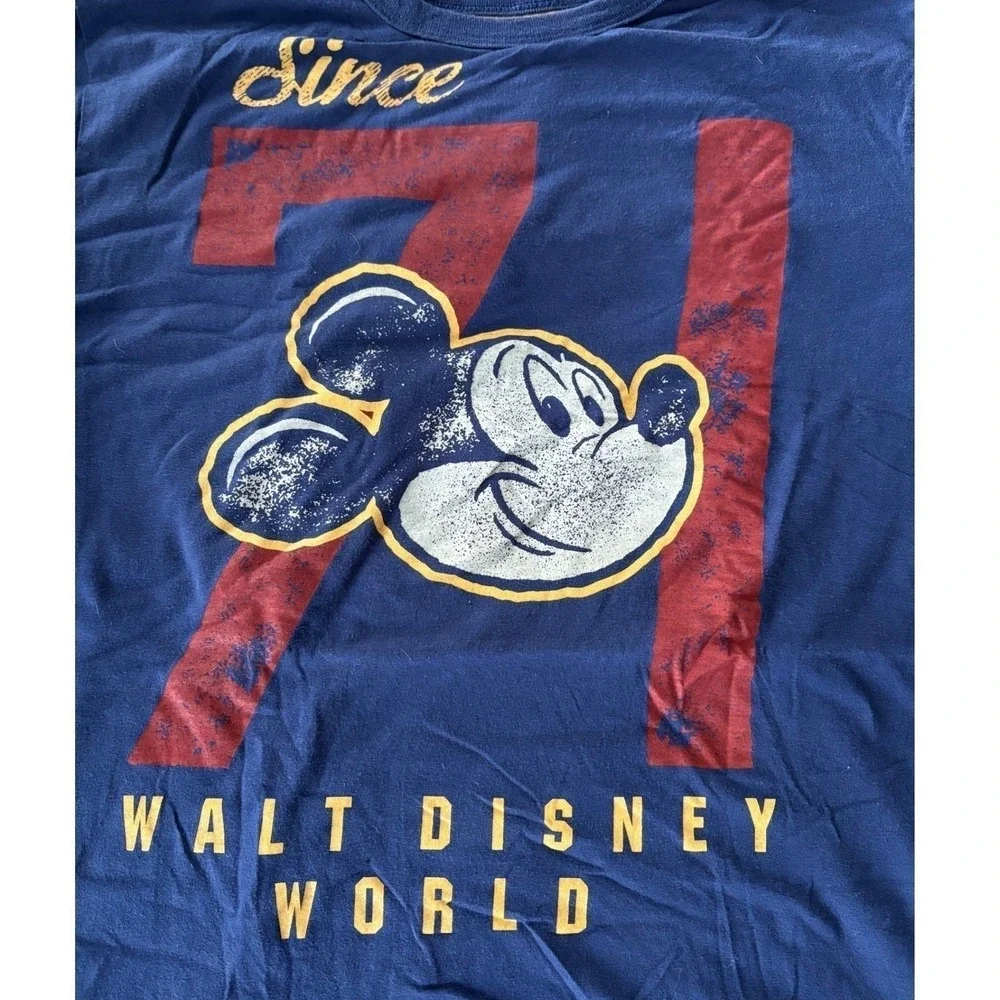 Disney Parks Reversible Shirt Large Mickey Mouse Walt Disney World 71 Navy Gold - Picture 4 of 7